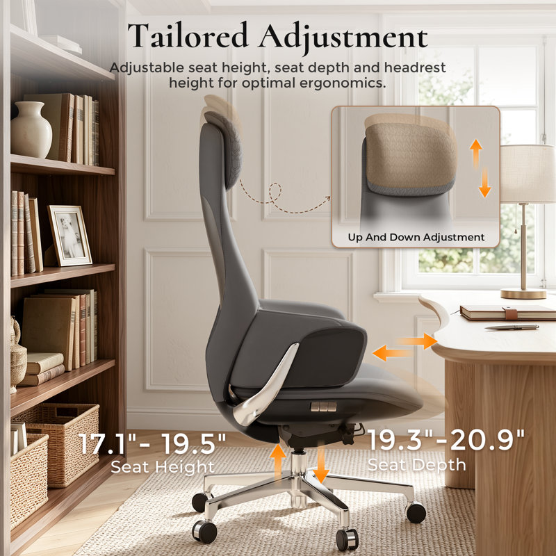 Red Barrel Studio® Top-Grain Genuine Leather Executive Chair